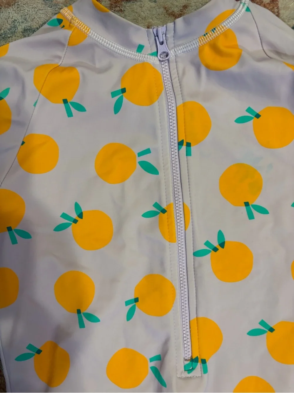 HANNA ANDERSSON Orange Print Long Sleeve Rash Guard Swimsuit